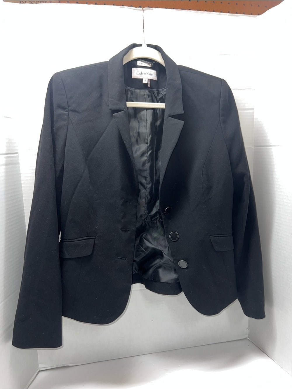 Calvin Klein Black Women's 2 button Lux Classic Notch Blazer